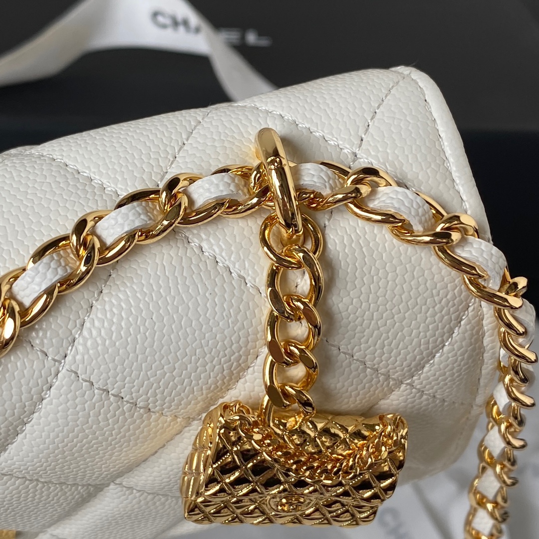 Caviar Leather Wallet On Chain Shoulder Bag AP3318 White